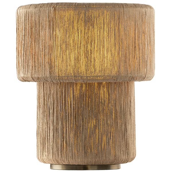 Lampa stolowa o wyrazistej formie z wywazonymi proporcjami w odcieniu bezu