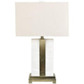 Lampa stolowa o subtelnym charakterze z eleganckim profilem w odcieniu bieli