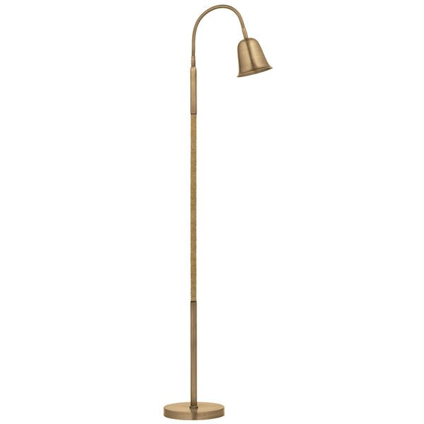 Lampa podlogowa o prostej sylwetce z prostym detalem w odcieniu bezu do salonu