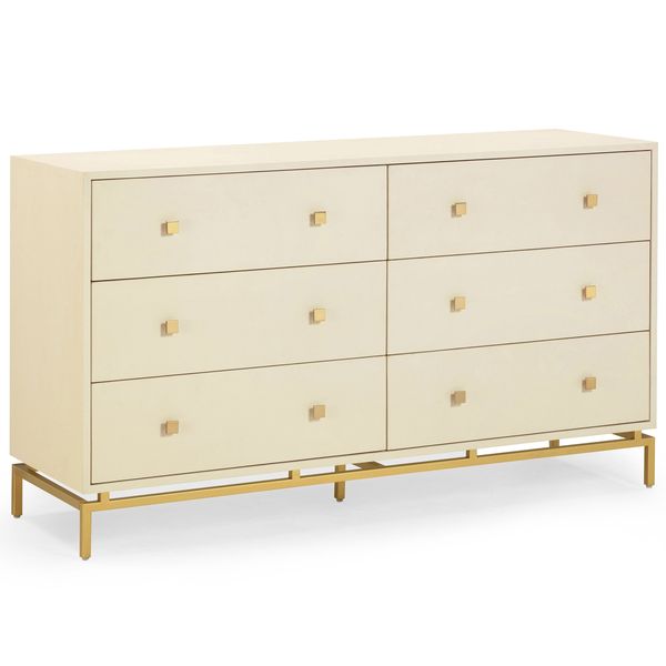 Komoda z szufladami o subtelnym charakterze z miekka linia w odcieniu bieli