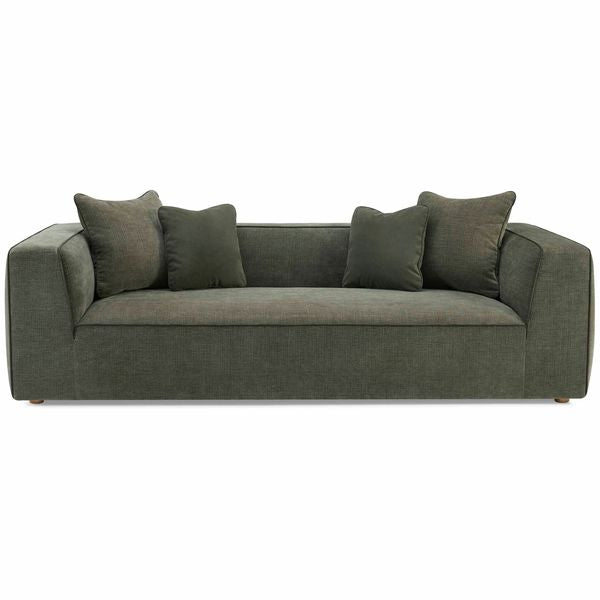 Sofa tapicerowana o ponadczasowym wygladzie z dopracowana sylwetka w odcieniu zieleni