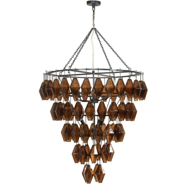 Lampa wiszaca o prostej sylwetce z wywazonymi proporcjami w odcieniu brazu