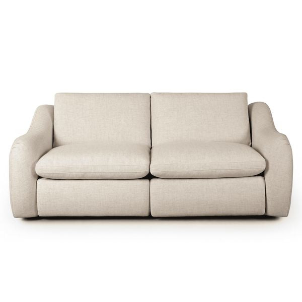 Sofa tapicerowana o wyrazistej formie z miekka linia w odcieniu bieli